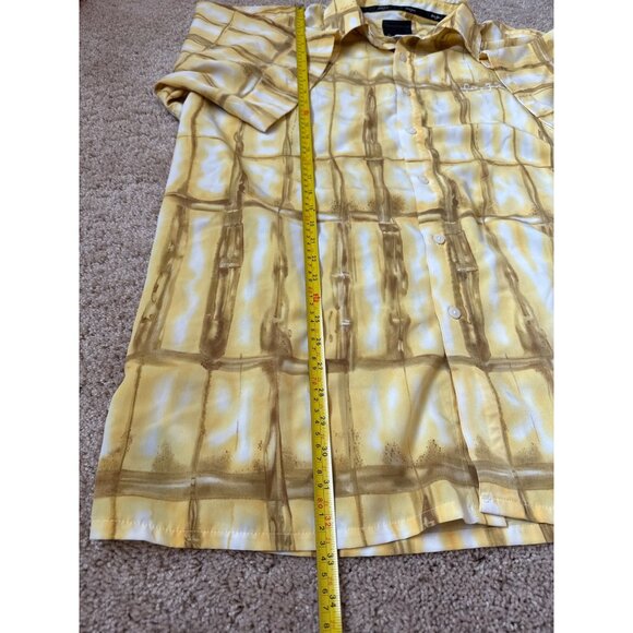 VTG‎ Sean John Men's Yellow Short Sleeve Button Up Logo Shirt Size XXL Collar - Picture 6 of 7